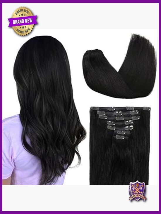 Clip in Hair Extensions Remy Human Hair 14in 70g 7pcs 16 Clips Straight Thick main image 4